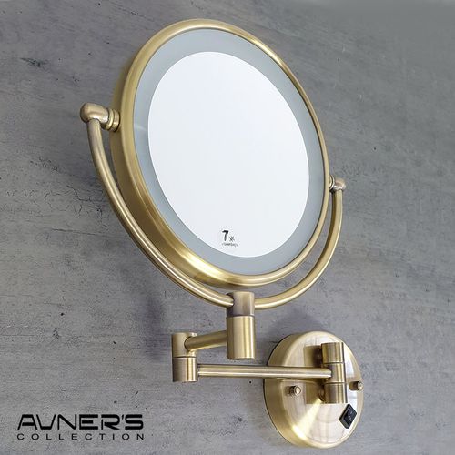 מראה מגדילה פי 7 עם תאורת לד בטרייה ברונזה M25-BR