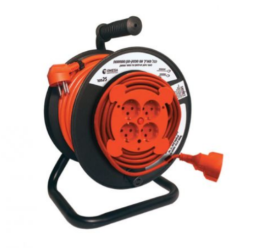 תוף כבל מאריך לסולם מקצועי באורך 20 מטר כולל כבל מאריך נוסף באורך 2 מטר OMEGA OM-BI-25A 2M