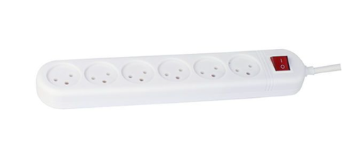 מפצל 6 שקעים עם מפסק וכבל 1 מטר OMEGA om-q-06k-1m