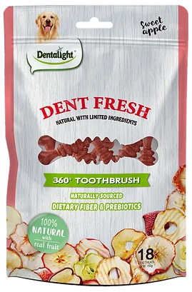 Dent Fresh - חטיף דנטלי כולל סיבים תזונתיים ופרוביוטיקה בטעם תפוח 150 גרם