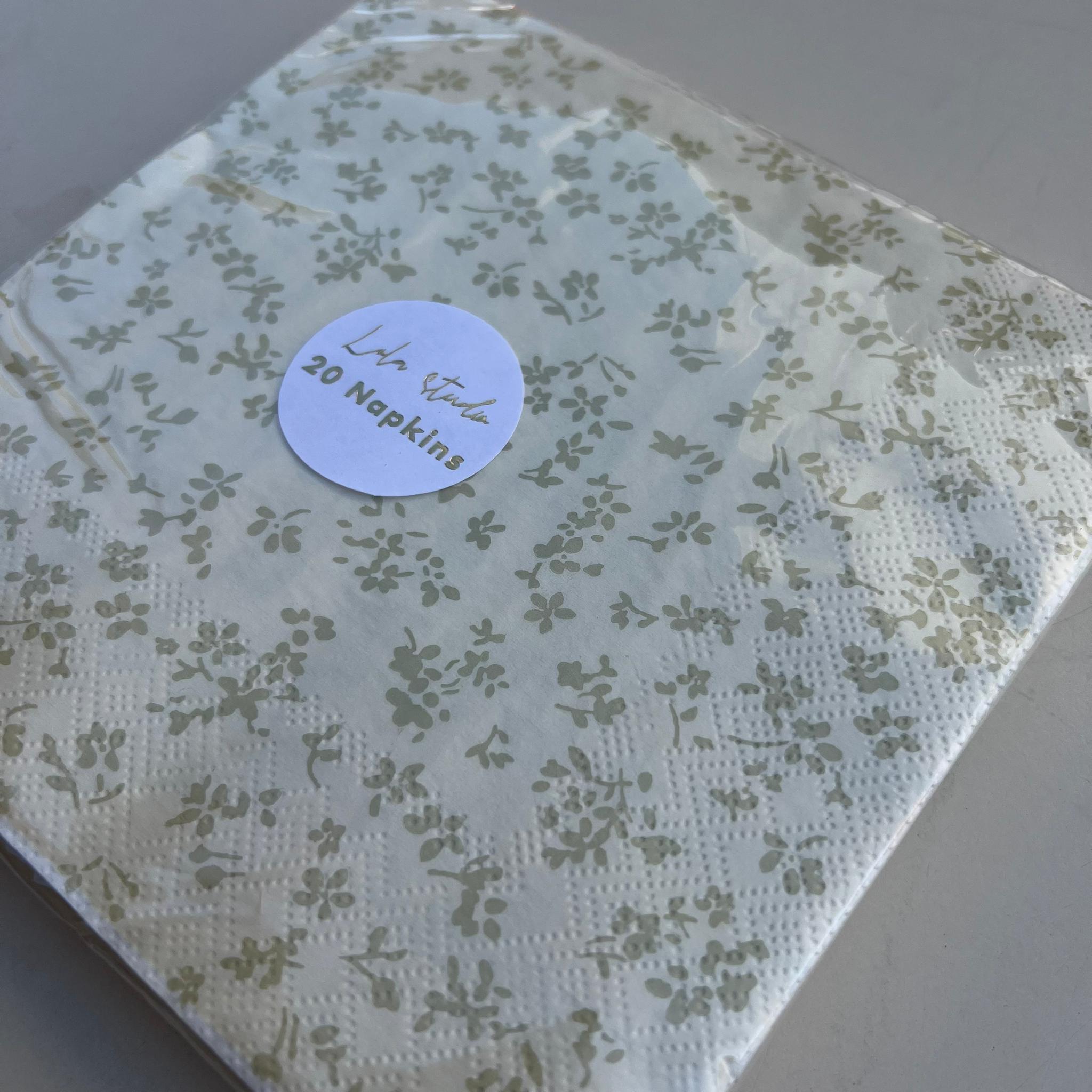 מפית - Cream with green flowers