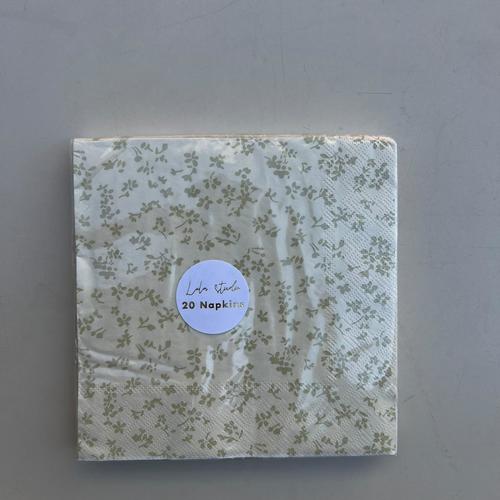 מפית - Cream with green flowers