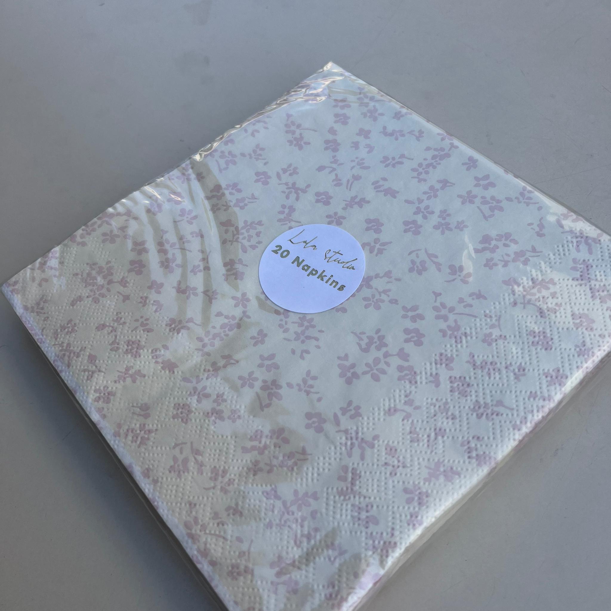 מפית - Cream with Pink flowers