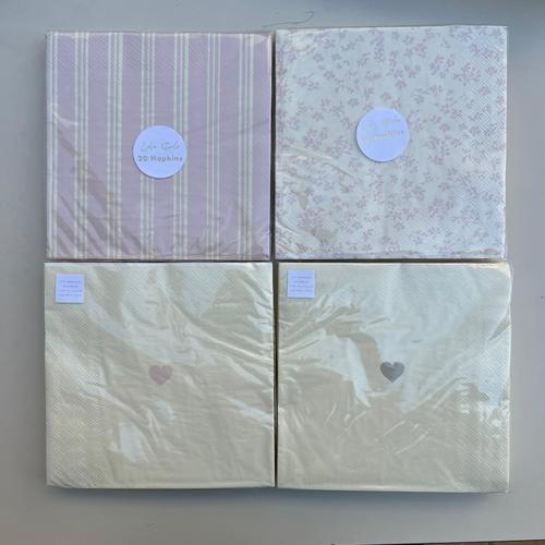 מפית - Cream with Pink flowers