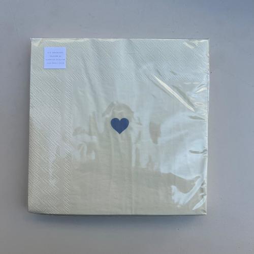 מפית - Cream with mini Blue Heart