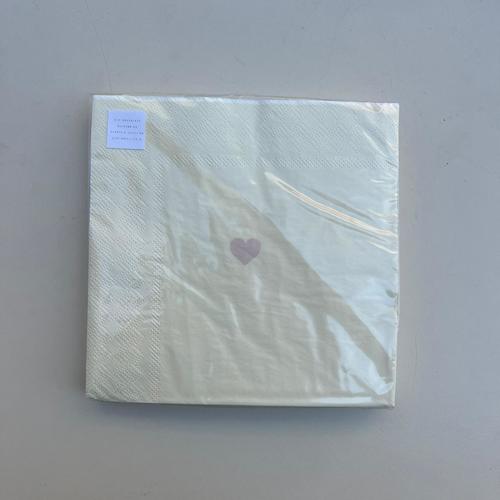 מפית - Cream with mini Pink Heart