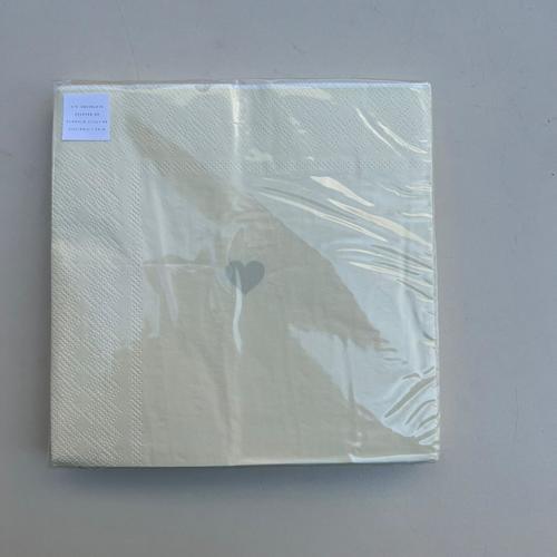 מפית - Cream with mini Cool Gray Heart