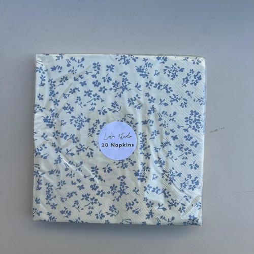 מפית - Cream with Blue flowers