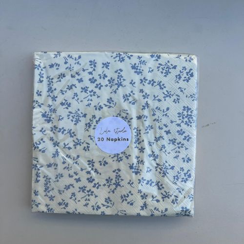 מפית - Cream with Light Blue flowers