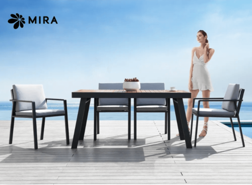 ריהוט גן אלומיניום MIRA שולחן + 6 כיסאות דגם NOFAR משלוח מהיר עד הבית חינם!