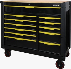 עגלת כלים ריקה 12 מגירות K3912B עם משטח עץ מבית KASCO