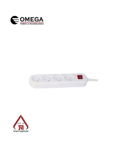 זווית תמונת מוצר נוספת רב שקע +מפסק 4 שקעים 2.7 מטר OMEGA