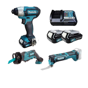 סט CLX217 12V מברגה + מולטיטול + מסור חרב מגיע עם 2 סוללות ומטען MAKITA