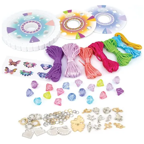 ערכת יצירה להכנת 3 זוגות של צמידי חברות עם קמעות ואבנים מנצנצות