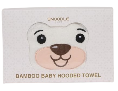 מגבת מעטפת XL לתינוק עם קשירה וקפוצ'ון עשוי כותנת במבוק אורגנית סופגת ונעימה SnoodleBear