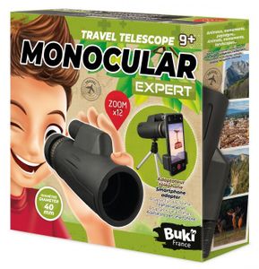 משקפת חד-עינית מגדילה 12X עם חצובה, מתאם חיבור לסמארטפון ונרתיק נשיאה