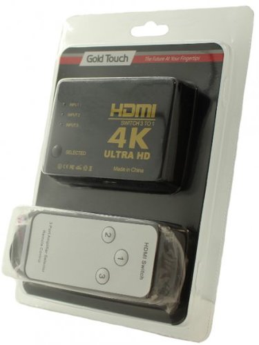 מתג 3 כניסות HDMI 4K ליציאה אחת עם שלט אלחוטי - Gold Touch