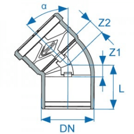 ברך אולטרה סיילנט פלוס  45° בקוטר 160