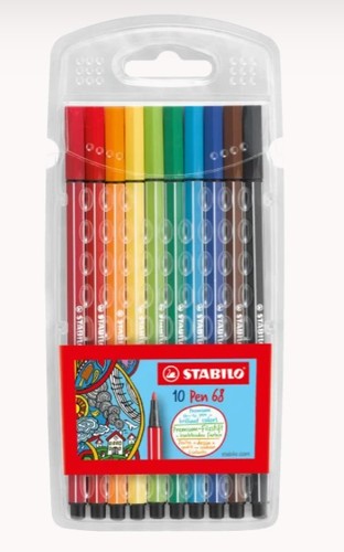 סט 10 טושי סטבילו STABILO point 68 (מעורב גוונים)