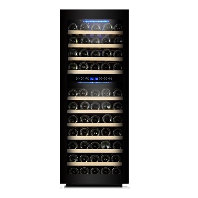 מקרר יין שני אזורי קירור GALAXY פרמיום, עד 70 בק, מדחס, מדפי עץ נשלפים, תצוגה דיגיטלית.