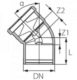 ברך אולטרה סיילנט 45° בקוטר 32