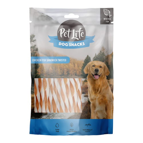 חטיף סנדוויץ מסולסל בטעם דג ועוף 80 גר' לכלב pet life