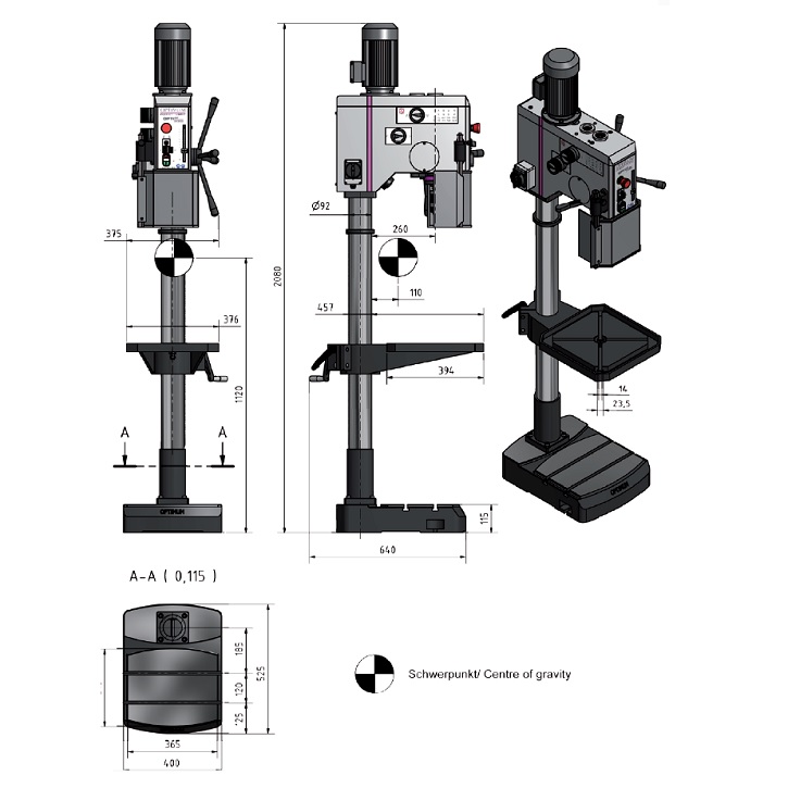 מקדחת עמוד 28 מ"מ גיר OPTIMUM DH28GS