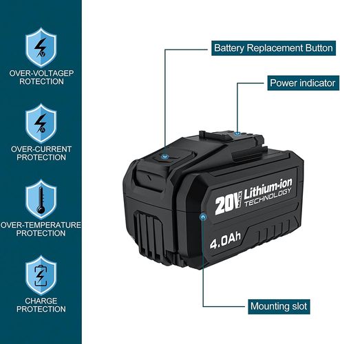 סוללה ווסקו 4 אמפר דגם Wesco 20V 4.0Ah Li-ion Battery WS9940