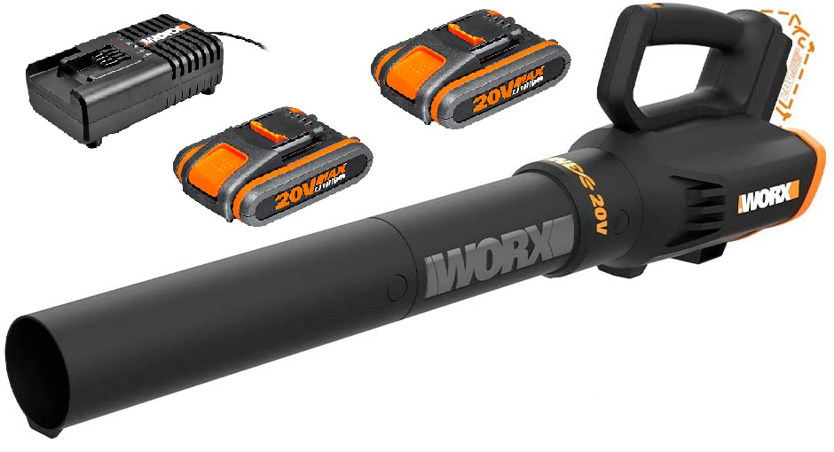מפוח עלים טורבו נטען 20V + שתי סוללות 2.0AH WORX