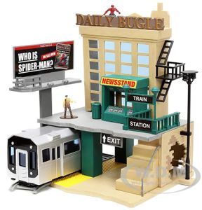 מבנה סצנה רכבת תחתית / בניין עיתון הדיילי ביגל + 2 דמויות מתכת - ספיידרמן