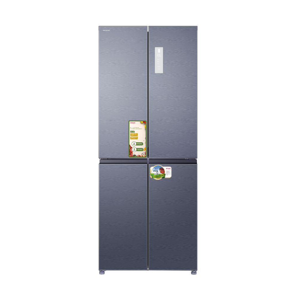 מקרר 4 דלתות מקפיא תחתון 450 ליטר  aiwa INVERTER NF 5500EG דגם AI-430WEX-EG אפור שחור