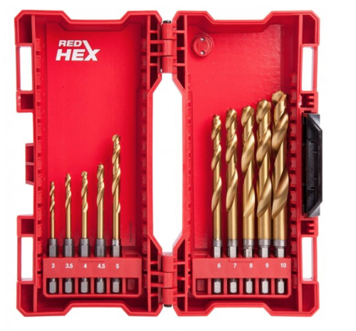 סט 10 מקדחי טיטניום HSS-G לאימפקט Milwaukee RED HEX