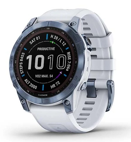 שעון ספורט חכם Garmin Fenix 7 Sapphire Solar Titanium Mineral Blue
