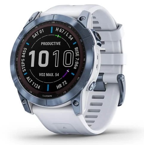 שעון ספורט חכם Garmin Fenix 7X Sapphire Solar Titanium Mineral Blue