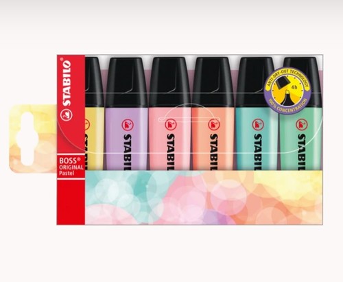 סט 6 טושי הדגשה STABILO BOSS ORIGINAL PASTEL