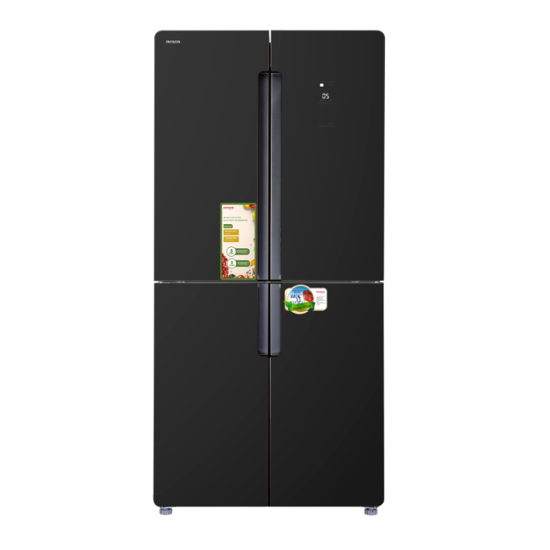 מקרר 4 דלתות 466 ליטר 6500 aiwa japan דגם AI-460WEXG-BG זכוכית שחורה