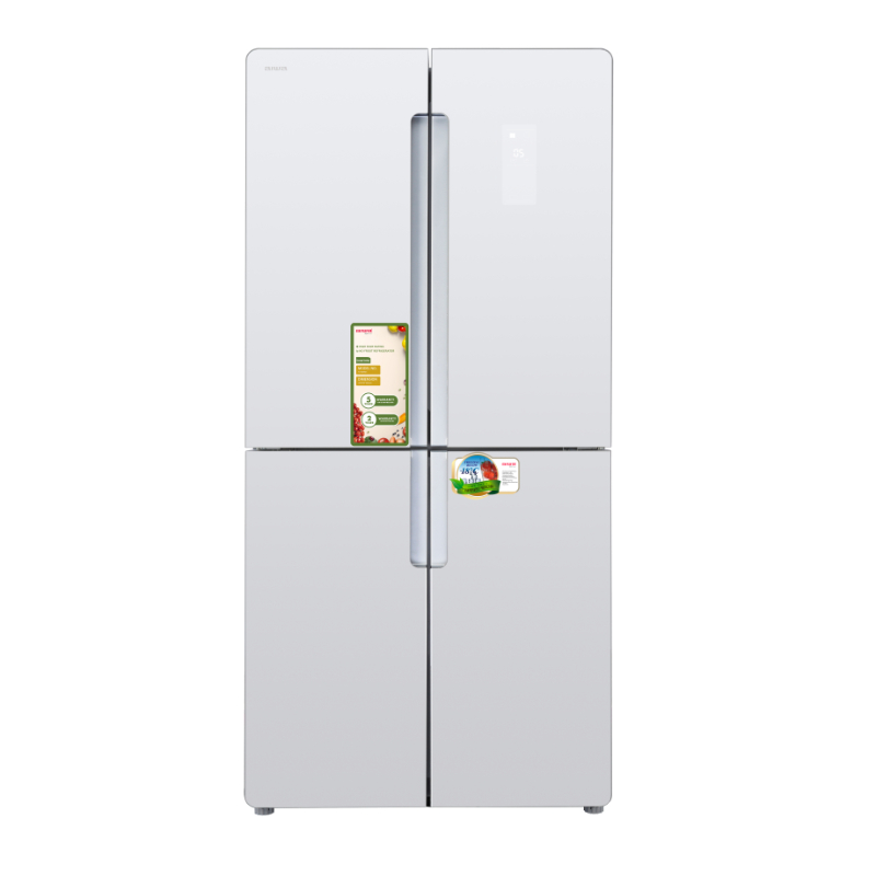 מקרר 4 דלתות 466 ליטר  6500 aiwa japan דגם AI-460WEXG-WG זכוכית לבנה 