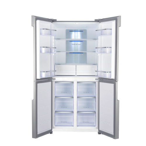 מקרר 4 דלתות 466 ליטר 6500 aiwa japan דגם AI-460WEXG-SG זכוכית סילבר
