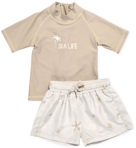 בגד ים מעוצב חולצה ומכנסיים לגיל 6-9 חודשים - Sea Life בז