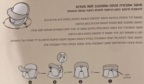 כיסא טבעת אמבטיה מסתובב 360° עם מנגנון נעילה בטיחותי - ורוד