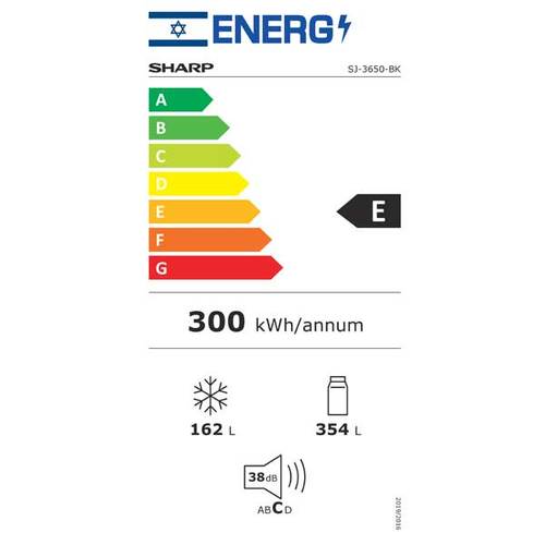 מקרר מקפיא עליון 516 ליטר Sharp SJ-3650BK שחור