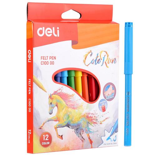 ֿסט 12 טושים צבעוניים  DELI COLORUN 