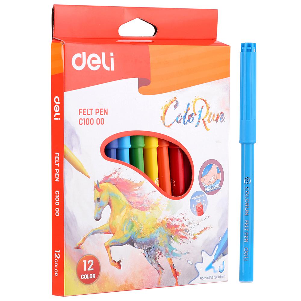 ֿסט 12 טושים צבעוניים  DELI COLORUN 