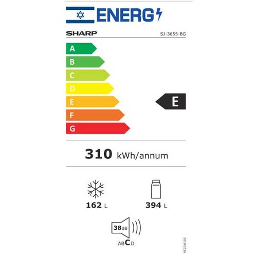 מקרר מקפיא עליון 556 ליטר Sharp SJ-3655DS אפור כהה