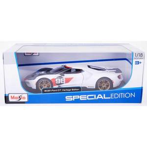 מכונית פורד גי טי - Maisto 2021 Ford GT Heritage Edition 1:18