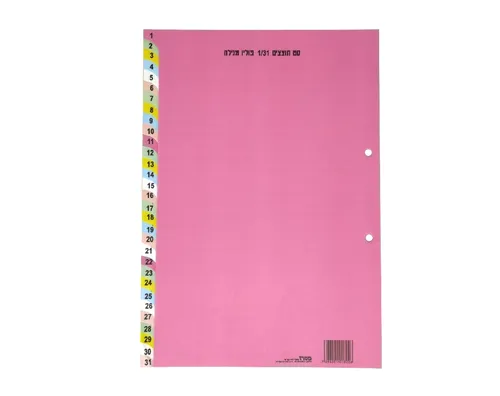 סט חוצצים פוליו מנייר מנילה צבעוני - 1-31