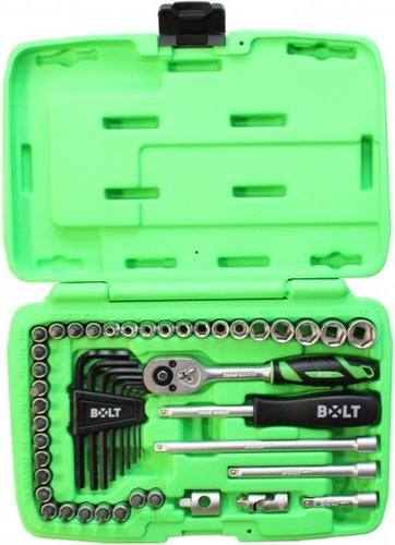 סט בוקסות מקצועי BOLT SWS1448 - 48 חלקים עם בוקסות CR-V, מפתח ראצ'ט 72 שיניים, ביטים מגוונים ומוטות הארכה לעבודות מכניות מקצועיות