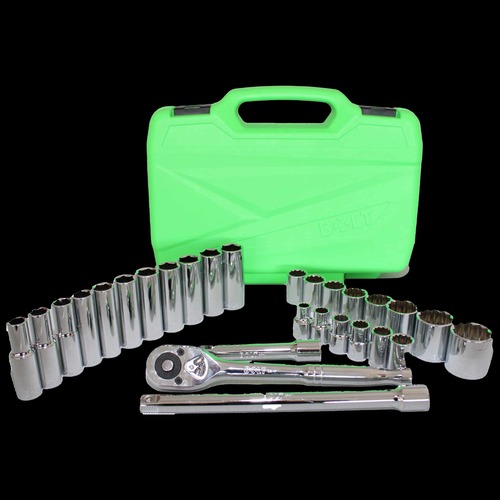 סט בוקסות מקצועי BOLT SWS1228 - 28 חלקים כולל מפתח ראצ'ט 72 שיניים, בוקסות CRV ומוטות מאריך לעבודה מקצועית