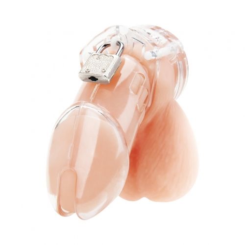 חגורת צניעות כלוב לאיבר המין של הגבר Acrylic See - Thru Chastity Cock Cage