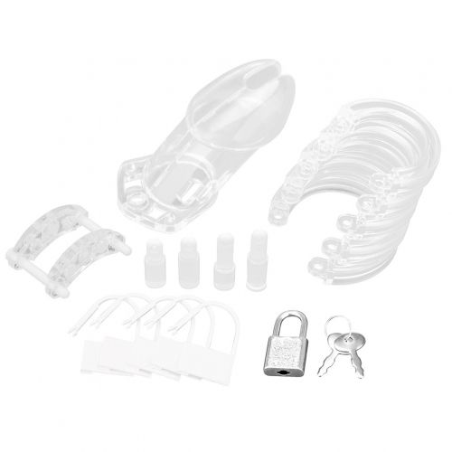 חגורת צניעות כלוב לאיבר המין של הגבר Acrylic See - Thru Chastity Cock Cage